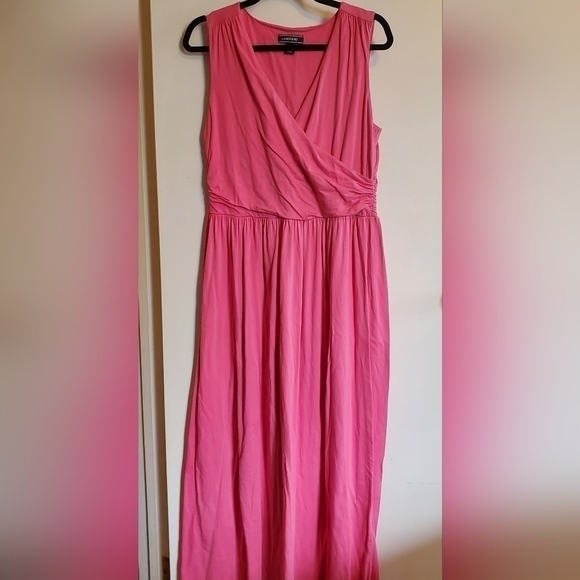 Med Lands End Wrap Style Maxi Dress Medium 10-12 Pink - Picture 3 of 6